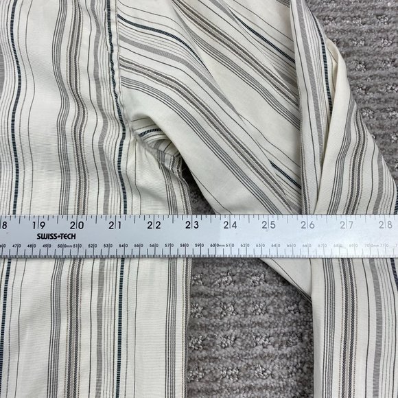 PrAna Shirt Men Extra Large XL Cream White Gray Striped Button Up Long Sleeve - Picture 11 of 12